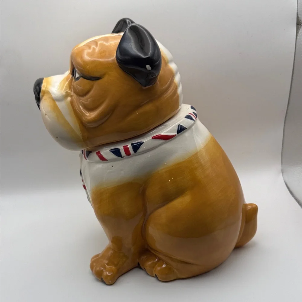 Ceramic British Bulldog Cookie Jar in Brown and White